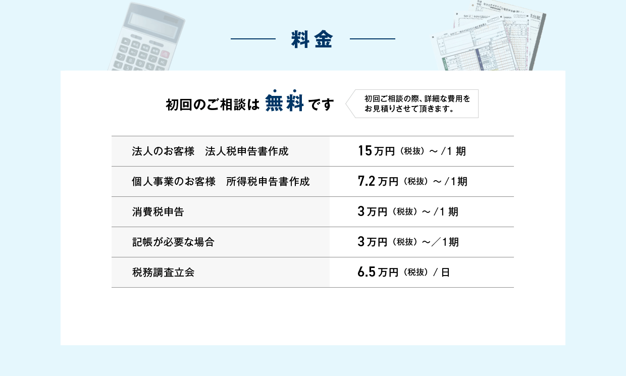 無申告解消の料金